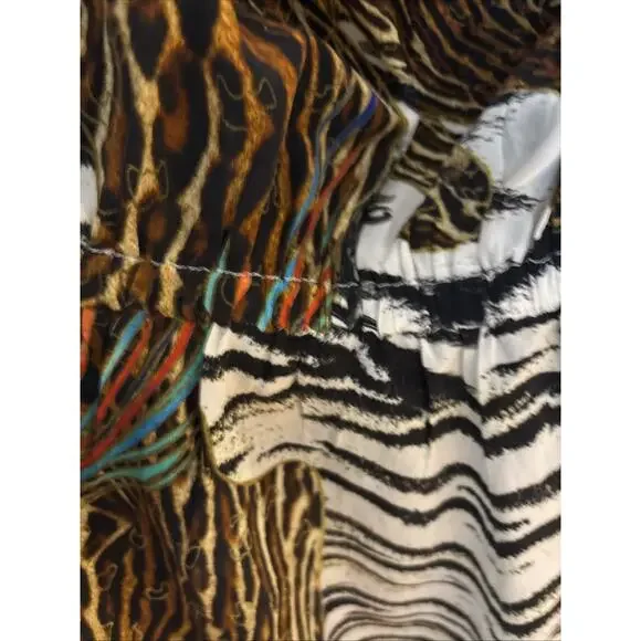 Camilla Womens BLACK WHITE Tiger Silk Romper Multi color sz Med pockets crystals - Picture 12 of 15